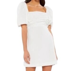 Cinq a Sept Odele Crepe Puff Sleeve Square Neck Open Back Mini Dress